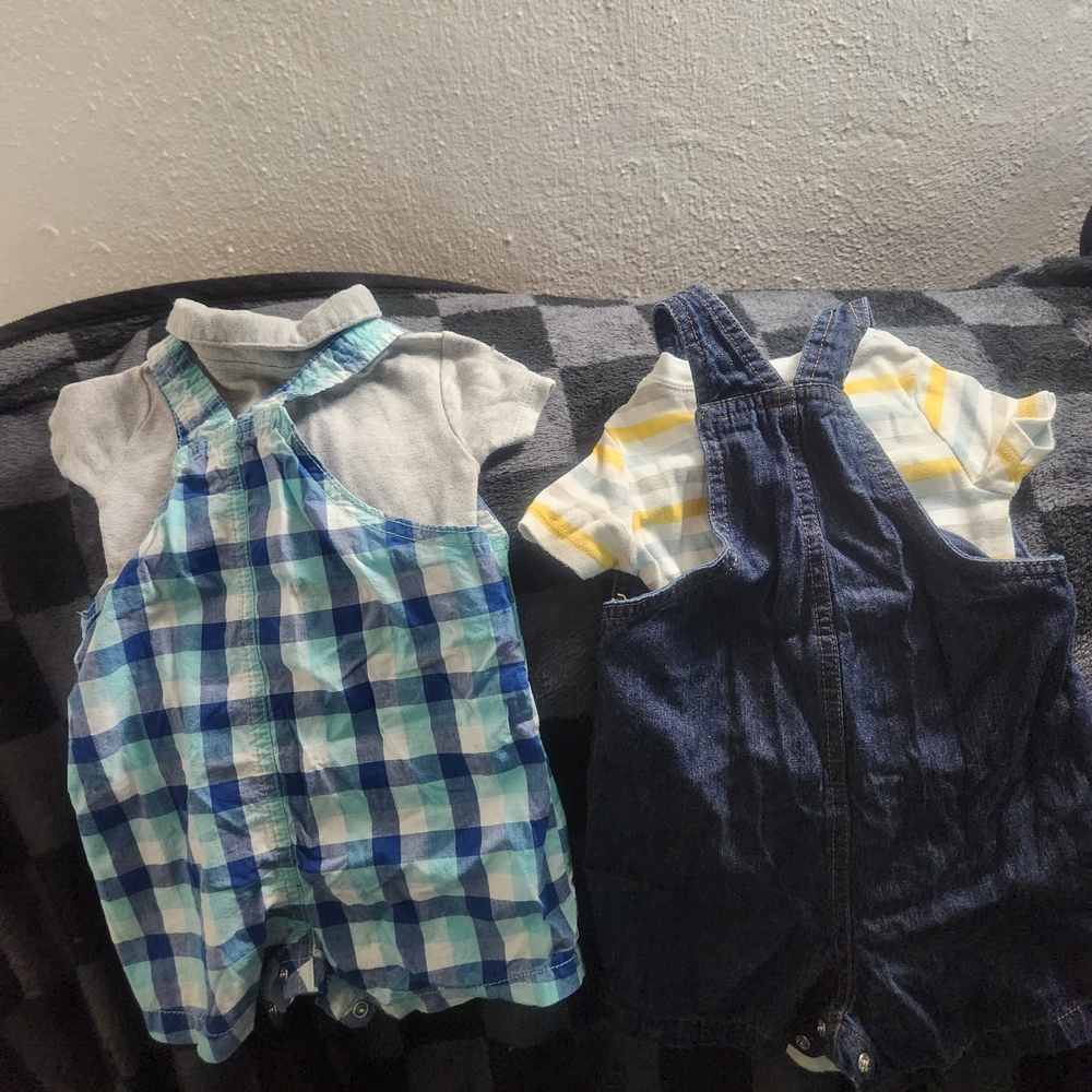 Carter's Blue Checkered and Denim Kids Overalls - Picture 3 of 3